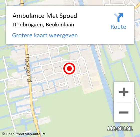 Locatie op kaart van de 112 melding: Ambulance Met Spoed Naar Driebruggen, Beukenlaan op 30 oktober 2023 09:07