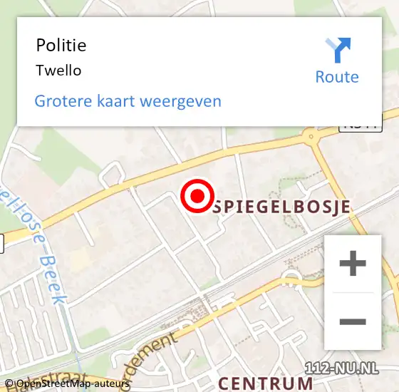 Locatie op kaart van de 112 melding: Politie Twello op 30 oktober 2023 09:18