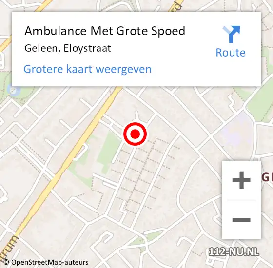 Locatie op kaart van de 112 melding: Ambulance Met Grote Spoed Naar Geleen, Eloystraat op 13 september 2014 10:57