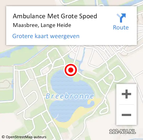 Locatie op kaart van de 112 melding: Ambulance Met Grote Spoed Naar Maasbree, Lange Heide op 30 oktober 2023 09:29