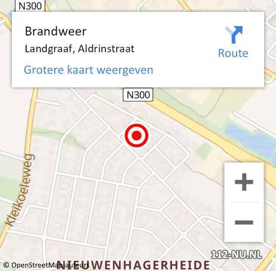 Locatie op kaart van de 112 melding: Brandweer Landgraaf, Aldrinstraat op 30 oktober 2023 09:49