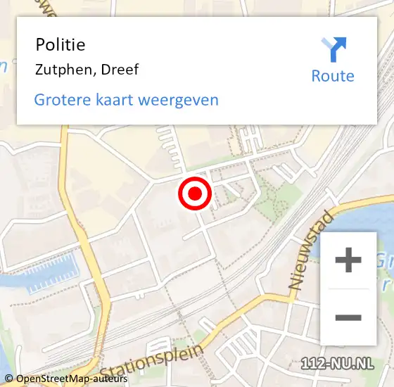 Locatie op kaart van de 112 melding: Politie Zutphen, Dreef op 30 oktober 2023 09:56