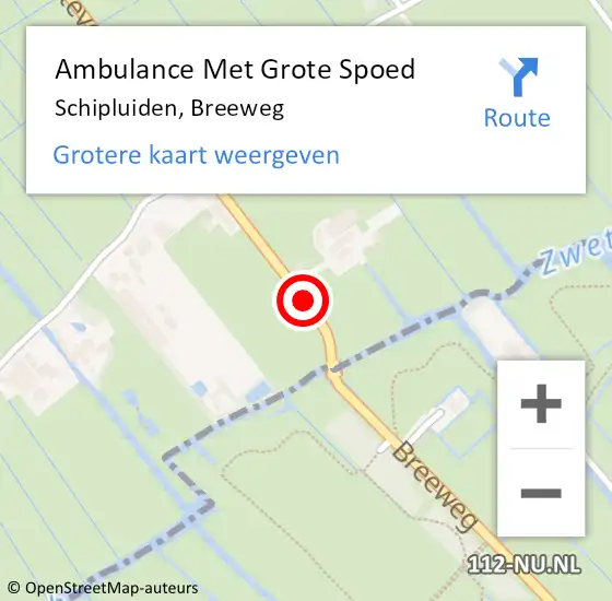 Locatie op kaart van de 112 melding: Ambulance Met Grote Spoed Naar Schipluiden, Breeweg op 13 september 2014 11:04