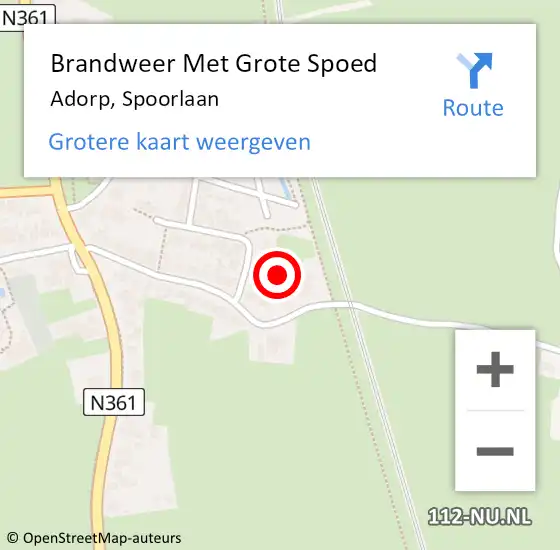 Locatie op kaart van de 112 melding: Brandweer Met Grote Spoed Naar Adorp, Spoorlaan op 30 oktober 2023 10:00