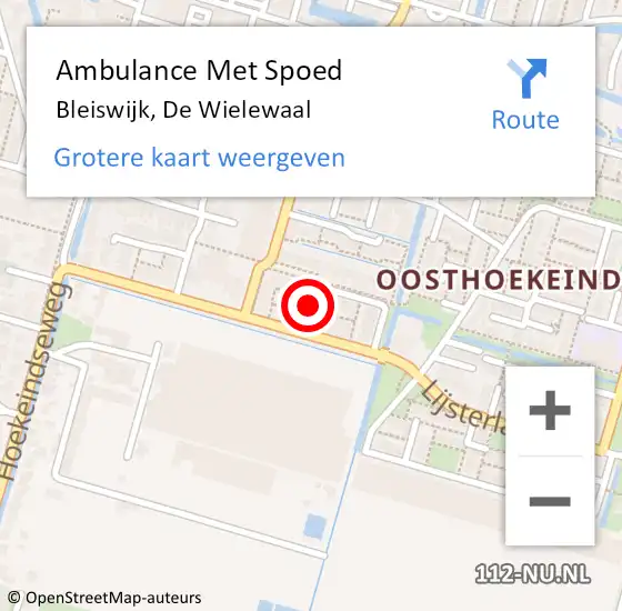 Locatie op kaart van de 112 melding: Ambulance Met Spoed Naar Bleiswijk, De Wielewaal op 30 oktober 2023 10:02