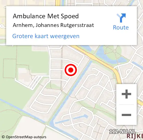 Locatie op kaart van de 112 melding: Ambulance Met Spoed Naar Arnhem, Johannes Rutgersstraat op 13 september 2014 11:04