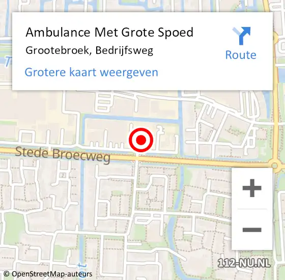 Locatie op kaart van de 112 melding: Ambulance Met Grote Spoed Naar Grootebroek, Bedrijfsweg op 30 oktober 2023 10:09