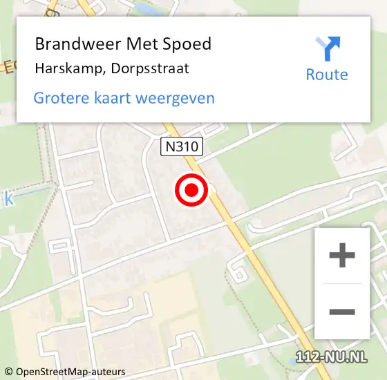 Locatie op kaart van de 112 melding: Brandweer Met Spoed Naar Harskamp, Dorpsstraat op 30 oktober 2023 10:10