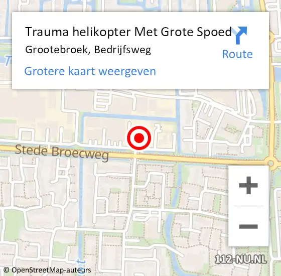 Locatie op kaart van de 112 melding: Trauma helikopter Met Grote Spoed Naar Grootebroek, Bedrijfsweg op 30 oktober 2023 10:11