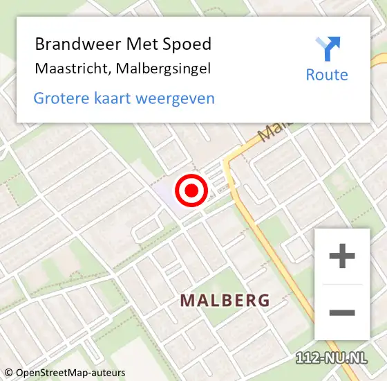 Locatie op kaart van de 112 melding: Brandweer Met Spoed Naar Maastricht, Malbergsingel op 30 oktober 2023 10:36