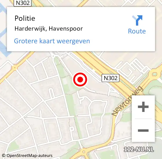 Locatie op kaart van de 112 melding: Politie Harderwijk, Havenspoor op 30 oktober 2023 10:38