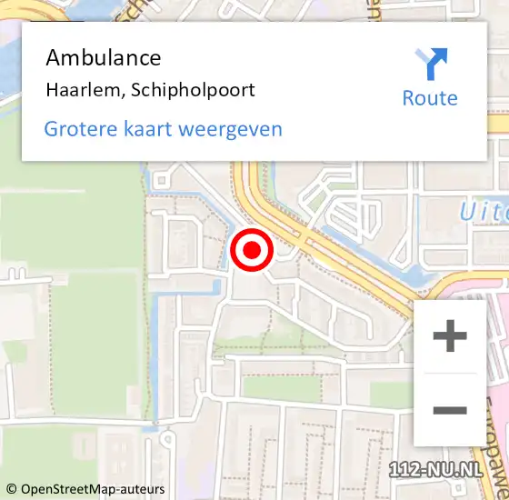 Locatie op kaart van de 112 melding: Ambulance Haarlem, Schipholpoort op 30 oktober 2023 10:42
