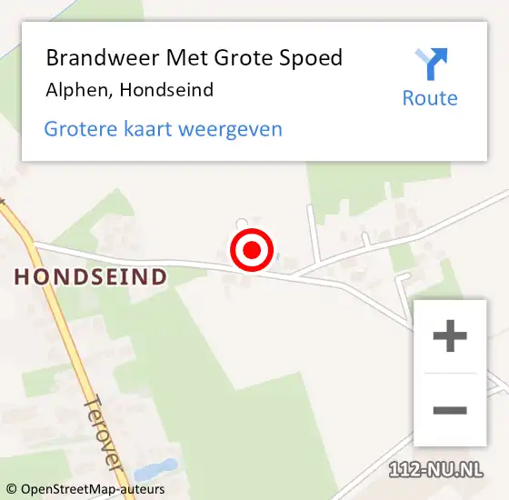 Locatie op kaart van de 112 melding: Brandweer Met Grote Spoed Naar Alphen, Hondseind op 30 oktober 2023 10:43