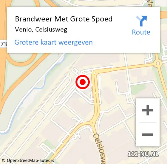 Locatie op kaart van de 112 melding: Brandweer Met Grote Spoed Naar Venlo, Celsiusweg op 30 oktober 2023 10:44