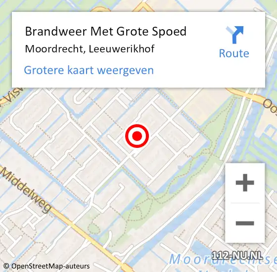 Locatie op kaart van de 112 melding: Brandweer Met Grote Spoed Naar Moordrecht, Leeuwerikhof op 30 oktober 2023 11:04