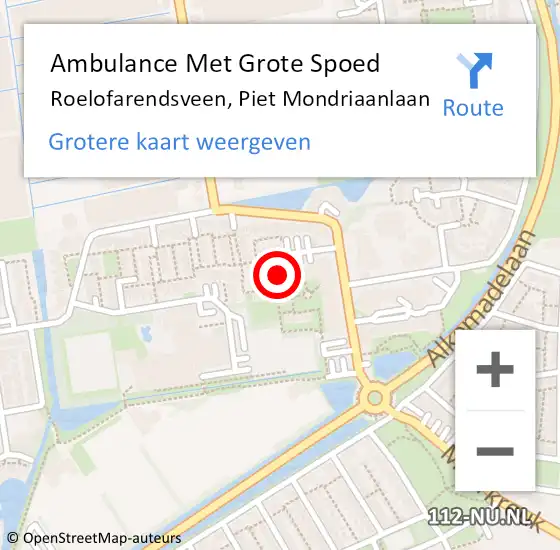 Locatie op kaart van de 112 melding: Ambulance Met Grote Spoed Naar Roelofarendsveen, Piet Mondriaanlaan op 30 oktober 2023 11:17