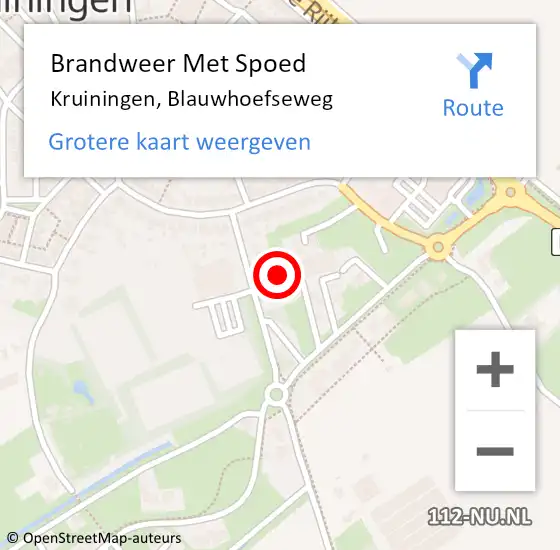 Locatie op kaart van de 112 melding: Brandweer Met Spoed Naar Kruiningen, Blauwhoefseweg op 30 oktober 2023 11:26