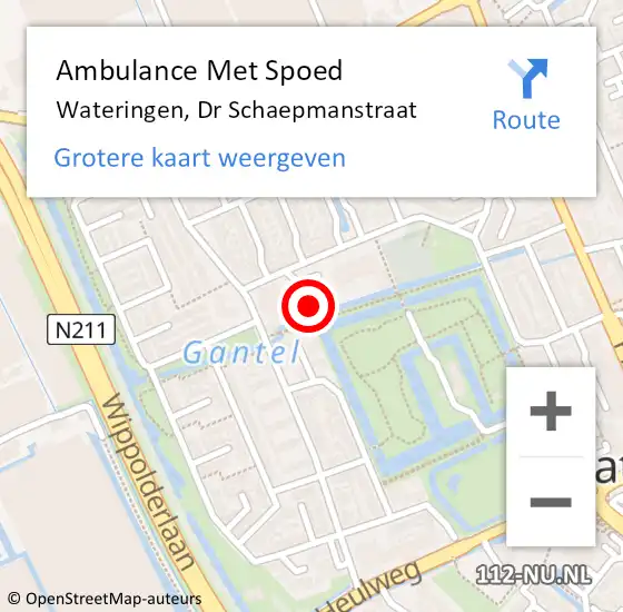 Locatie op kaart van de 112 melding: Ambulance Met Spoed Naar Wateringen, Dr Schaepmanstraat op 30 oktober 2023 11:48