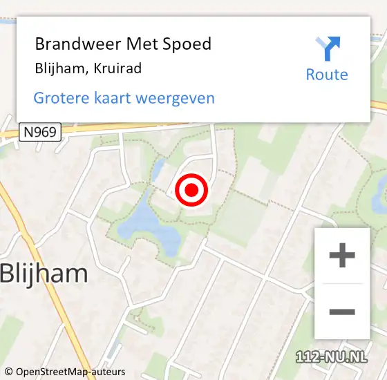 Locatie op kaart van de 112 melding: Brandweer Met Spoed Naar Blijham, Kruirad op 30 oktober 2023 11:59