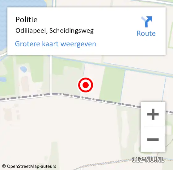 Locatie op kaart van de 112 melding: Politie Odiliapeel, Scheidingsweg op 30 oktober 2023 12:32