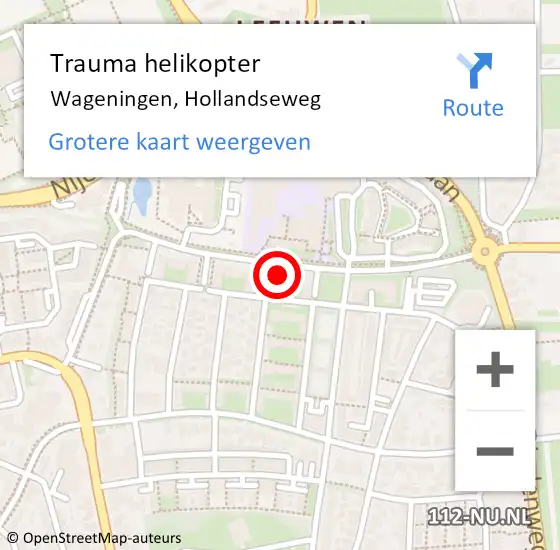 Locatie op kaart van de 112 melding: Trauma helikopter Wageningen, Hollandseweg op 30 oktober 2023 12:36