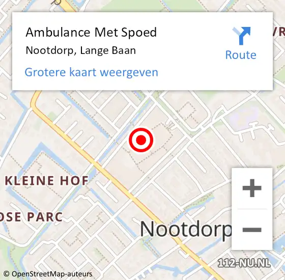 Locatie op kaart van de 112 melding: Ambulance Met Spoed Naar Nootdorp, Lange Baan op 30 oktober 2023 12:38