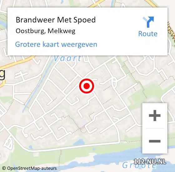 Locatie op kaart van de 112 melding: Brandweer Met Spoed Naar Oostburg, Melkweg op 30 oktober 2023 13:15
