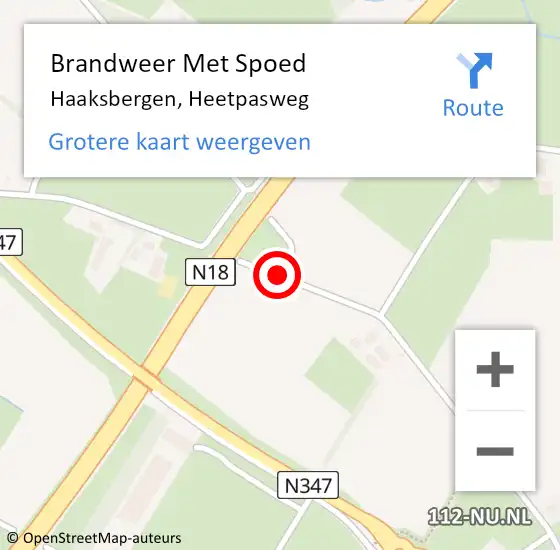 Locatie op kaart van de 112 melding: Brandweer Met Spoed Naar Haaksbergen, Heetpasweg op 14 oktober 2013 12:49