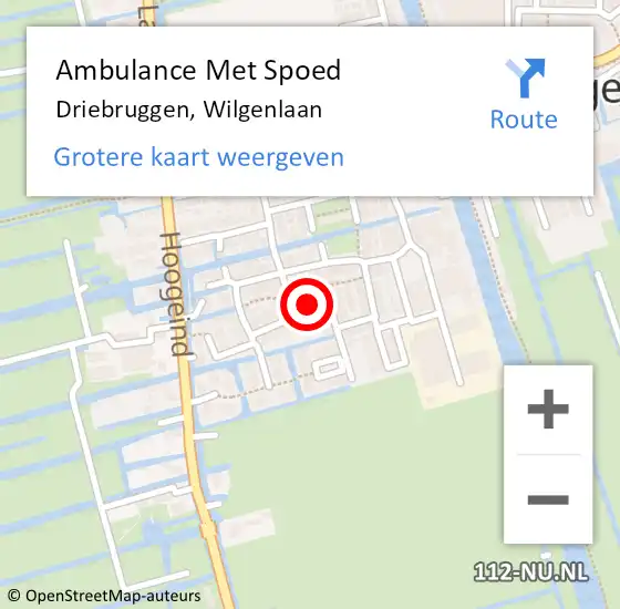 Locatie op kaart van de 112 melding: Ambulance Met Spoed Naar Driebruggen, Wilgenlaan op 30 oktober 2023 13:26