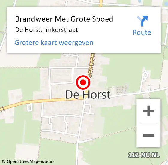 Locatie op kaart van de 112 melding: Brandweer Met Grote Spoed Naar De Horst, Imkerstraat op 13 september 2014 11:35