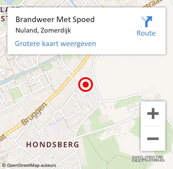 Locatie op kaart van de 112 melding: Brandweer Met Spoed Naar Nuland, Zomerdijk op 30 oktober 2023 13:49