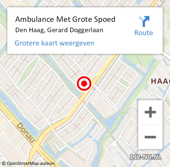 Locatie op kaart van de 112 melding: Ambulance Met Grote Spoed Naar Den Haag, Gerard Doggerlaan op 30 oktober 2023 13:51