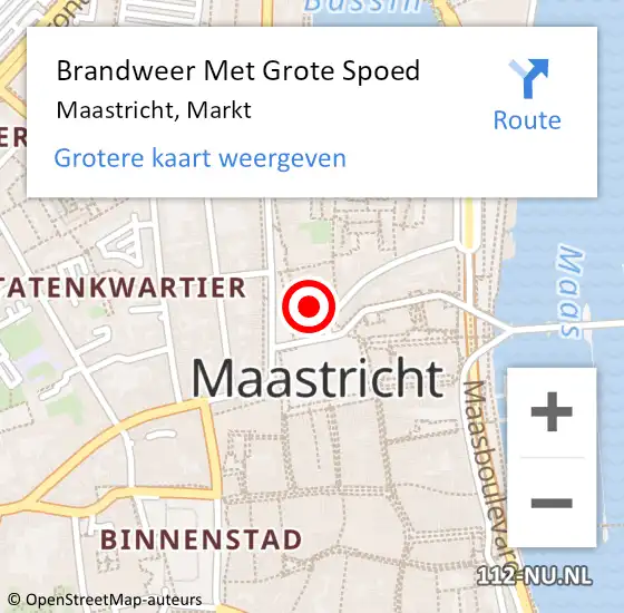 Locatie op kaart van de 112 melding: Brandweer Met Grote Spoed Naar Maastricht, Markt op 30 oktober 2023 13:52