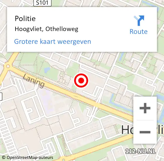 Locatie op kaart van de 112 melding: Politie Hoogvliet, Othelloweg op 30 oktober 2023 13:55