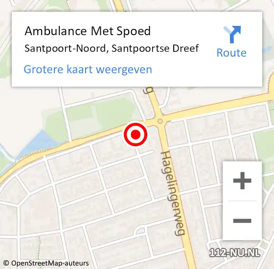 Locatie op kaart van de 112 melding: Ambulance Met Spoed Naar Santpoort-Noord, Santpoortse Dreef op 30 oktober 2023 13:56