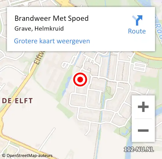 Locatie op kaart van de 112 melding: Brandweer Met Spoed Naar Grave, Helmkruid op 30 oktober 2023 13:59