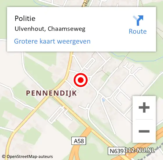 Locatie op kaart van de 112 melding: Politie Ulvenhout, Chaamseweg op 30 oktober 2023 14:06