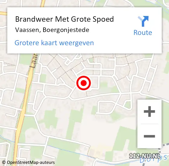 Locatie op kaart van de 112 melding: Brandweer Met Grote Spoed Naar Vaassen, Boergonjestede op 30 oktober 2023 14:17