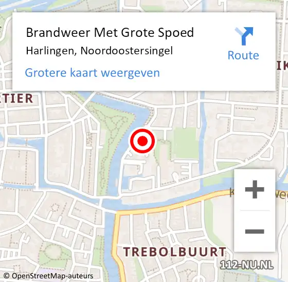 Locatie op kaart van de 112 melding: Brandweer Met Grote Spoed Naar Harlingen, Noordoostersingel op 30 oktober 2023 14:34