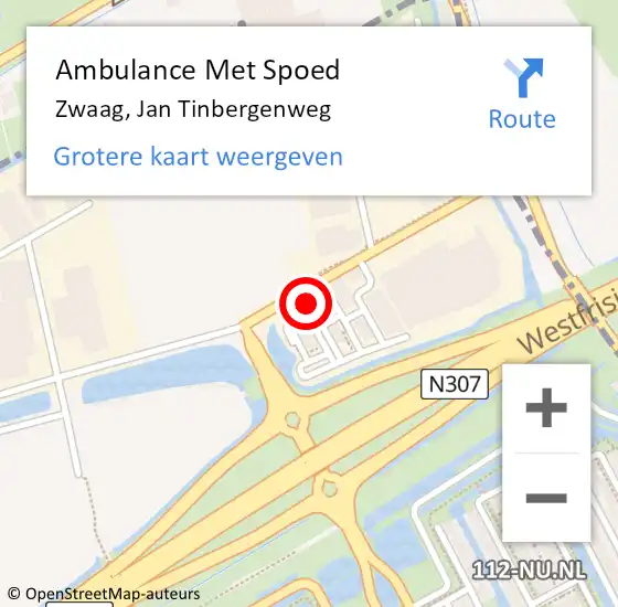 Locatie op kaart van de 112 melding: Ambulance Met Spoed Naar Zwaag, Jan Tinbergenweg op 30 oktober 2023 14:37