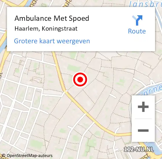 Locatie op kaart van de 112 melding: Ambulance Met Spoed Naar Haarlem, Koningstraat op 30 oktober 2023 14:46