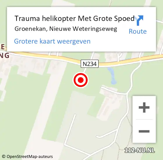 Locatie op kaart van de 112 melding: Trauma helikopter Met Grote Spoed Naar Groenekan, Nieuwe Weteringseweg op 30 oktober 2023 15:02