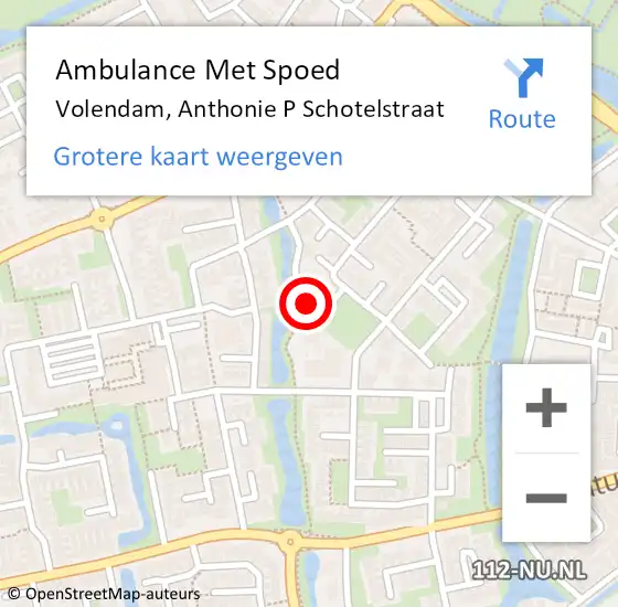 Locatie op kaart van de 112 melding: Ambulance Met Spoed Naar Volendam, Anthonie P Schotelstraat op 30 oktober 2023 15:10