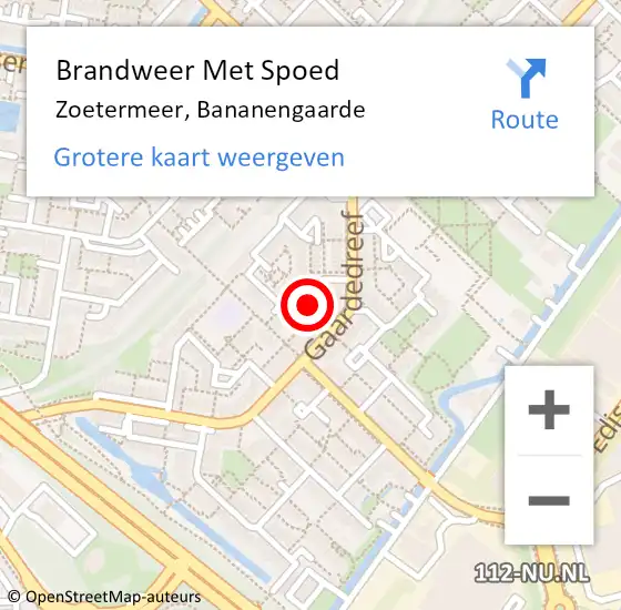 Locatie op kaart van de 112 melding: Brandweer Met Spoed Naar Zoetermeer, Bananengaarde op 30 oktober 2023 15:20