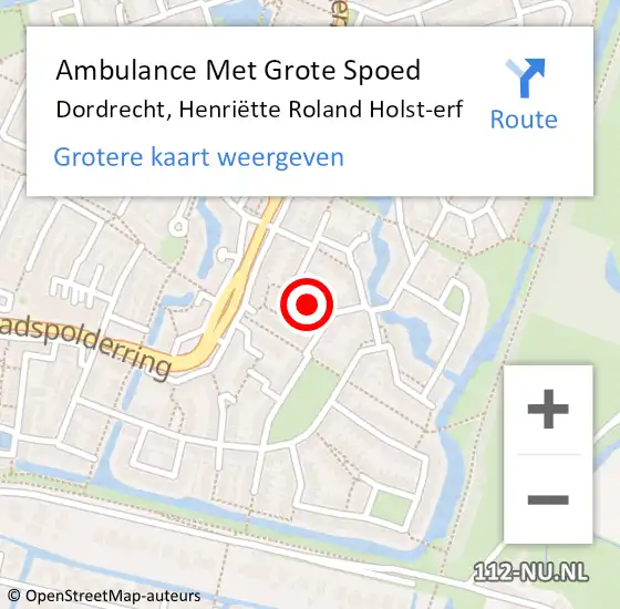 Locatie op kaart van de 112 melding: Ambulance Met Grote Spoed Naar Dordrecht, Henriëtte Roland Holst-erf op 30 oktober 2023 15:30
