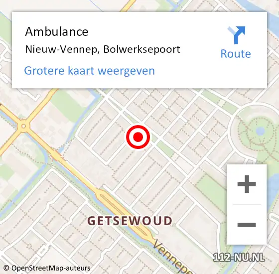 Locatie op kaart van de 112 melding: Ambulance Nieuw-Vennep, Bolwerksepoort op 30 oktober 2023 15:34