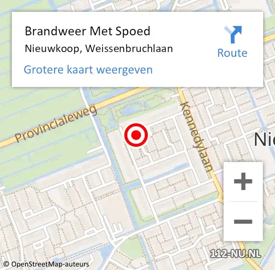 Locatie op kaart van de 112 melding: Brandweer Met Spoed Naar Nieuwkoop, Weissenbruchlaan op 30 oktober 2023 15:45