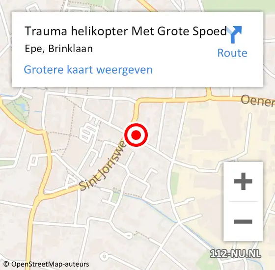 Locatie op kaart van de 112 melding: Trauma helikopter Met Grote Spoed Naar Epe, Brinklaan op 30 oktober 2023 15:59