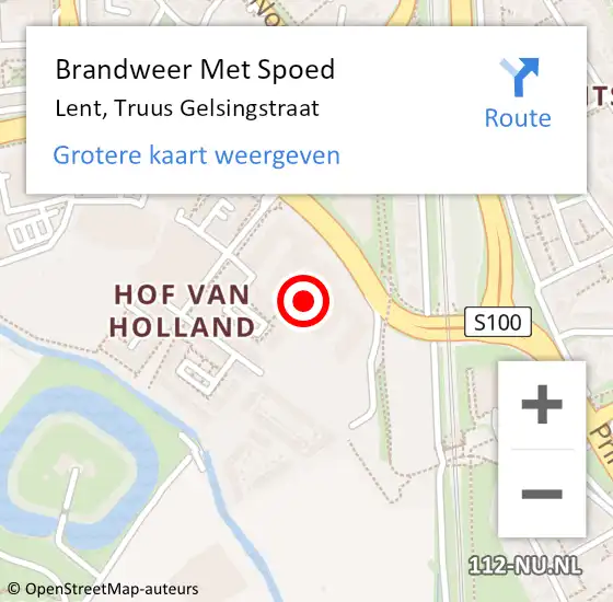 Locatie op kaart van de 112 melding: Brandweer Met Spoed Naar Lent, Truus Gelsingstraat op 30 oktober 2023 16:19