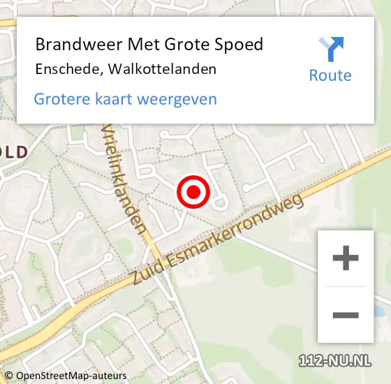 Locatie op kaart van de 112 melding: Brandweer Met Grote Spoed Naar Enschede, Walkottelanden op 30 oktober 2023 16:28